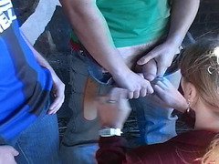 Laki in outdoor sex vid with a hottie and 2 lascivious studs