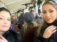 Cute Czech hotties having pleasure in public places