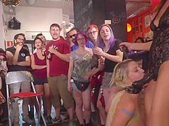 Breasty girl body painted in public