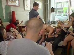 Bitch licking mistresse outdoor in public