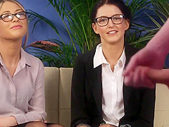 2 cute beauties see boy squirt his load