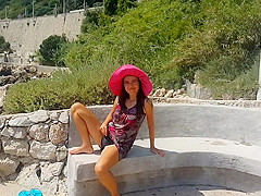 NO PANTS below Costume & masturbation on PUBLIC trail