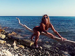 Russian Angel Sasha Bikeyeva - &nbsp Breathtaking nudist teases on camera, receives drilled and sucks a tourist on the beach