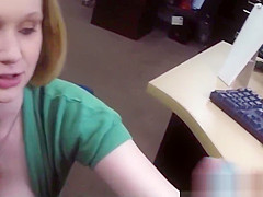 Bigtitted pawnshop non-professional bent over desk