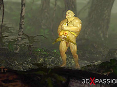 Sexually Excited female goblin Arwen and Green monster Ogre in the enchanted forest