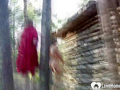 Dark Brown receives her muff shafted hard outdoors