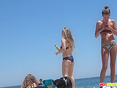 Astonishing Teenies, Belts, Large Booties Spied On The Beach, Hidden Camera