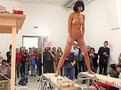 Undressed Slender Vixen In The Museum - Public Nudity