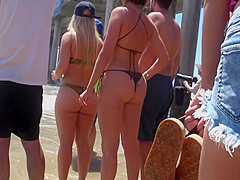 Large Buttt Golden-Haired Green Bikini