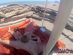 Miss Creamy In Exhibitionist Teacher Outdoor Non-Professional Mother I'd Like To Fuck Tugjob Large Knob On Nudity Beach Public In Front Of Voyeur With Cum P2