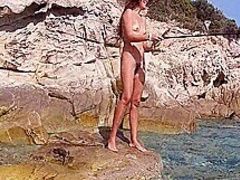 This Chab Make Water Into My Open Fur Pie N I Pee His Lure For More Excellent Bite # Nudism Adventure On Wild Beach 10 Min
