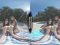 three Women On Stripped European Beach Mini Lesbo Outdoor Vacation Fuckfest Matty Cheri Rebeka Ruby