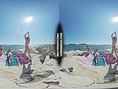 Hawt Models On Vacation Stripped Beach Chilling Eating Stretching Sunbathing Miss Pussycat Cherri Brille