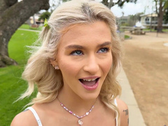 2 cute teenies, Donnie Rock and Emma Rosie, are fucking outdoors in pov style