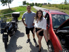 George Uhl and his wife drilled by a breathtaking czech brunette hair outdoors