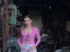 Arina Shy and Steve Q in outdoor public act