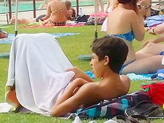 Laughable pervert caught by the pool