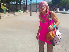 Pink costume and nylons part two