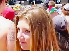 Beautiful candid tanned bikini festival butt