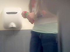 Lengthy hair legal age teenager seats in throne-room to pee