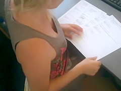 Peeping down the coworkers blouse