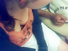 Down blouse on subway in Paris