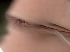 Woman to squat over WC and take a ooze