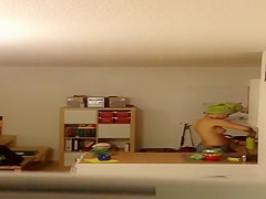Neighbour spied in her apartment topless