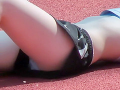 Runner beauty is exhausted after a race