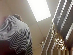 Woman in darksome and white stripes no pants