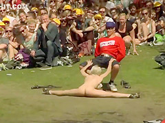 Striptease in front of huge audience