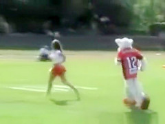 Cheerleader naked at game