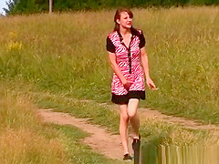 Legal Age Teenager pissing outdoor in grass