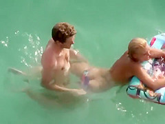 Lad trying to fuck her in the water