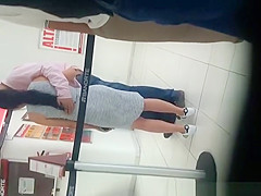 Hawt wazoo babe in constricted gray costume groped