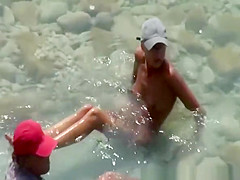 Slender nudist with taut body