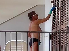 Elderly topless woman