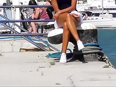 This Babe flashing her creamy vagina in public