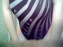 Chuuby and breasty woman pissing