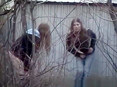 Legal Age Teenagers peeing byonde shed