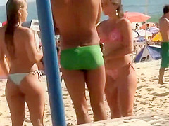 Awesome booties wearing belt bikinis