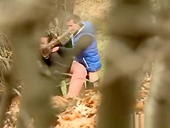 A chap with a angel having sex on a public place