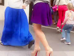 Upskirt look beneath mother i'd like to fuck's purple petticoat