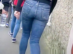 Legal Age Teenager in taut jeans panties and darksome leggings