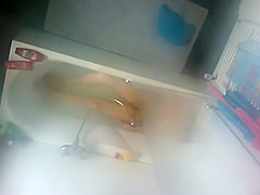 Spying my cousin stripped in a bathroom tub