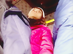 The cutie continually looking at shlong in the bus