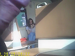 Enchanting dark brown feasts her eyes on my pecker