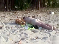 Drunk gal sunbathes absolutely exposed