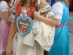 Oktoberfest dilettante sweetheart flashes booty in public