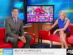 Breathtaking TV host shows off her underclothing during a show